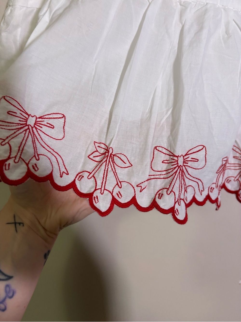 NWT Francesca’s Coquette Cherry Embroidered Skirt Size Medium - Picture 2 of 8